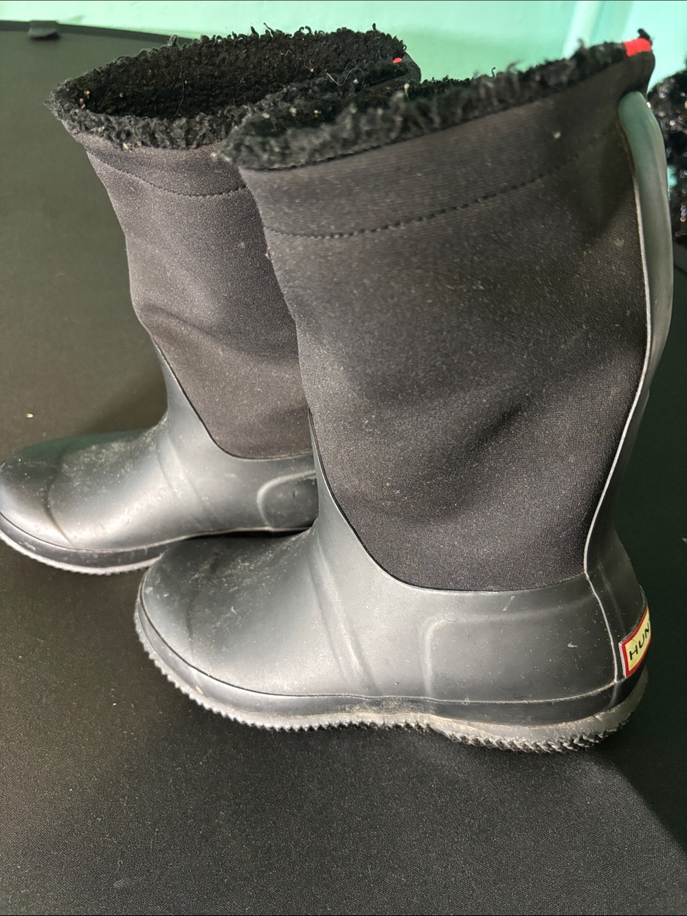 Hunter  Black Neoprene-Lined Rain Boots size 7
